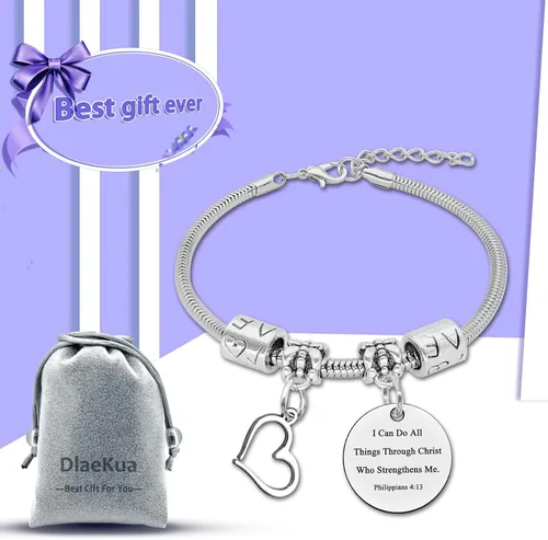 Vista 7 de DlaeKua Pulsera inspiradora con versículo bíblico para mujeres y hombres, filipenses 413, regalos religiosos cristianos, regalo de Navidad, regalos