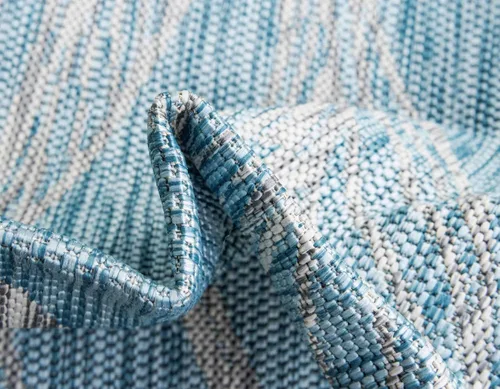 Vista 7 de Unique Loom Alfombra de la colección botánica para exterior - Hoja (4' 1" x 6' 1" Rectangular, Aqua Claro/ Marfil)