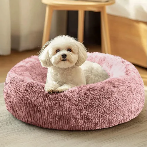 Vista 15 de JOLLYVOGUE - Cama para perros y gatos, cama relajante y antiestrés para mascotas y perros pequeños, cojín esponjoso en forma de dona para mascotas