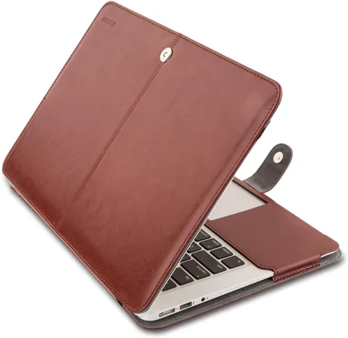 Vista 10 de Mosiso Funda para Laptop estilo libro de cuero sintético para MacBook Air de 13 pulgadas, Negro