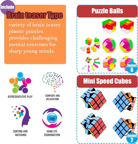 Vista 6 de 112 juguetes Pop Party Favors para niños, juguetes antiestrés de primera calidad para niños de todas las edades, surtido de rellenos de piñata