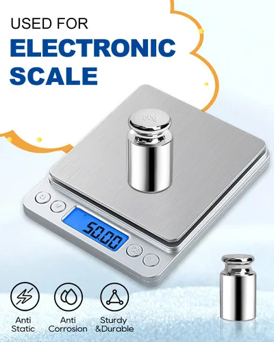 Vista 5 de UCEC Pesos de calibración para báscula digital, pesos de 50 g, peso de balance de acero inoxidable de precisión para laboratorio, calibración