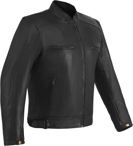 Vista 10 de Chaqueta de motociclista de cuero vacuno prémium para hombre con dos bolsillos ocultos