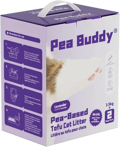 Vista 7 de Arena para gatos a base de guisantes, arena para gatos sin polvo, bajo seguimiento y control de olores natural, perfumada, lavable a ras