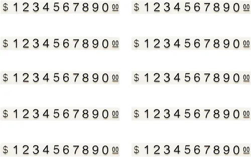 Vista 4 de Cubo de número de etiqueta de precio, 10 juegos ajustables, soporte de mostrador de letras y dólares (blanco, S)