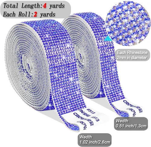 Vista 5 de 2 rollos de calcomanías autoadhesivas con diamantes de imitación de 0.079 pulgadas (0.079 in) para decoración de automóviles, manualidades