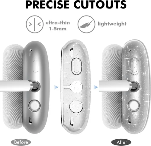 Vista 4 de NIUTRENDZ Funda Transparente para AirPods Max Funda Cubierta de TPU Suave Protectora Cubiertas para Auriculares Accesorios【Anti-Huellas Dactilares