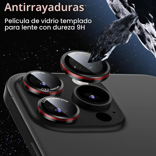Vista 5 de JETech Protector de lente de cámara para iPhone 15 Pro/15 Pro Max, negro+