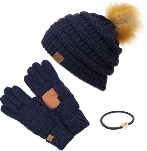Vista 117 de Gorro unisex liso con pompón y ribete (HAT-43) de C.C Hatsandscarf Exclusives Marfil
