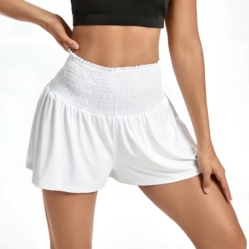 Vista 4 de PandaGirl Pantalones cortos fluidos para mujer, cintura alta, gimnasio, yoga, entrenamiento atlético, correr, lindas faldas para adolescentes, ropa