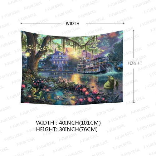 Vista 8 de F-FUN SOUL Tapiz del Palacio del Príncipe, franela suave de 40 x 30 pulgadas, tapiz para colgar en la pared de la isla psicodélica, para sala