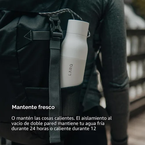 Vista 4 de LARQ Bottle Twist Top - Botella de agua aislada de acero inoxidable de 17 onzas, sin BPA, botella de agua reutilizable para campamento, oficina