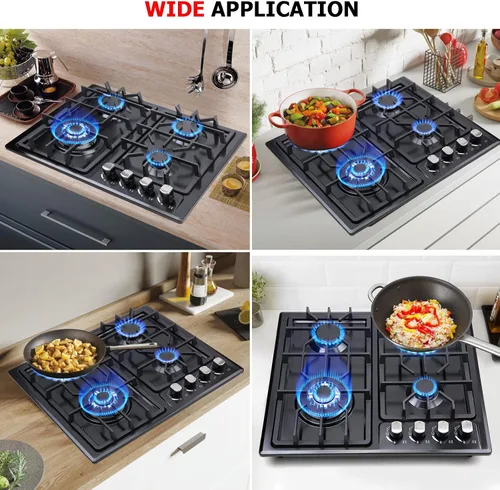 Vista 8 de FORIMO Placa de cocina de gas de 22 pulgadas, estufa de gas integrada de 4 quemadores de acero inoxidable con kit de conversión de GN/LPG