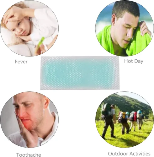 Vista 5 de 20 almohadillas de gel fresco, parches de gel refrescante, tiras refrescantes para la frente, alivia el dolor de cabeza, dolor de muelas, dolor