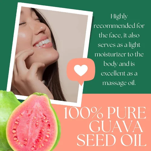 Vista 4 de Best Nature's Cosmetics Aceite de semilla de guayaba orgánico prensado en frío para piel y cabello – Aceite hidratante rico en vitamina C rico