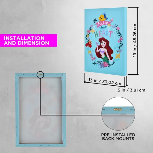 Vista 4 de Lienzo inspirador de Ariel la Sirenita para decoración de pared, póster con cita motivacional de la película de princesa Disney, póster y obras