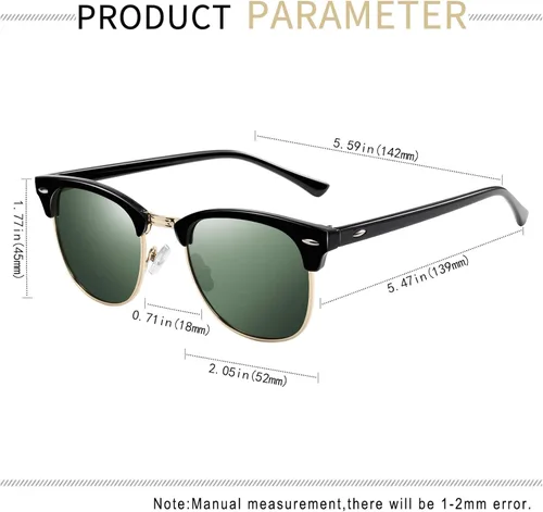 Vista 5 de KANASTAL Semi Rimless Polarized Sunglasses for Men Women Browline Sun Glasses with UV400 Half Frame Shades 2 Pack