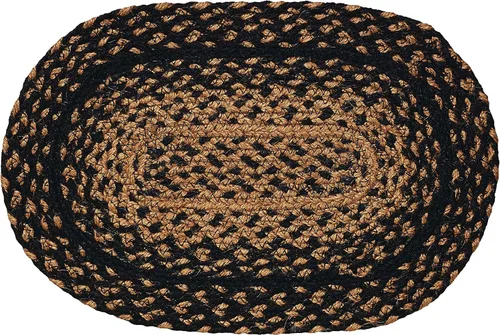 Vista 3 de Ebony Premium Braided Collection Primitivo, rústico, estilo de granja Yute/algodón 30 días sin riesgo Alfombra de acento/tapete de puerta