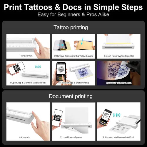Vista 6 de Thermal Tattoo Stencil Printer Machine Bluetooth Portable Wireless