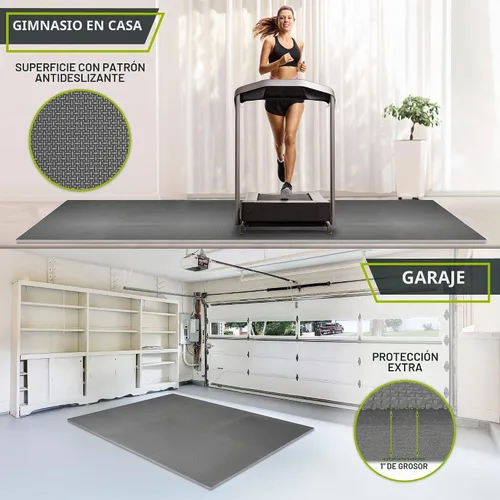 Vista 3 de ProsourceFit - Tapete para rompecabezas de ejercicio extra grueso de 1 pulgada, azulejos entrelazados de espuma EVA para protección y suelo 2-Gris