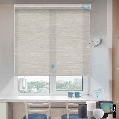 Vista 26 de SmartWings Persianas motorizadas con 5% de apertura, funcionan con Homekit Z-Wave Alexa SmartThings Google, persianas inteligentes con filtro de luz