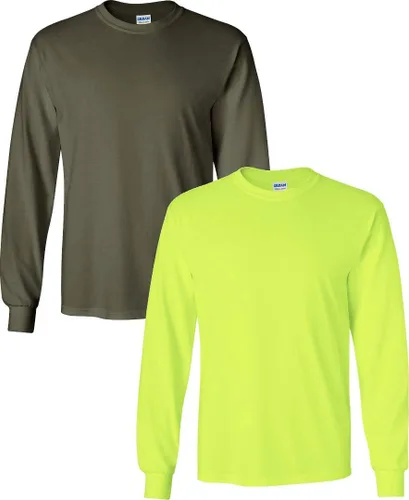 Vista 130 de Gildan Camiseta de manga larga de algodón ultra para adulto, estilo G2400, paquete múltiple Militar + ceniza.
