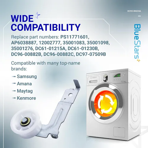 Vista 4 de [Rodamientos de Bolas Dobles Mejorados] Polea Tensora de Secadora BlueStars DC93-00634A con Clip Resistente – Compatible con Secadoras Samsung