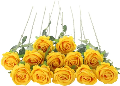 Vista 23 de 12 rosas artificiales de terciopelo sintético para decoración del hogar y boda (rosa perla, negro)