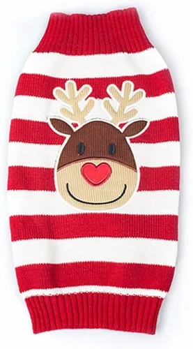 Vista 16 de Suéter festivo para mascota con diseño de reno Suéter para perro navideño Prendas tejidas cálidas para invierno par a mascotas, m Reno de dibujos