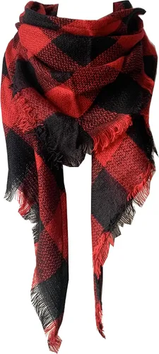 Vista 78 de Wander Agio - Bufanda envolvente con diseño a cuadros o triangular para mujer, cálida y larga, de punto, sensación de cachemira, chal