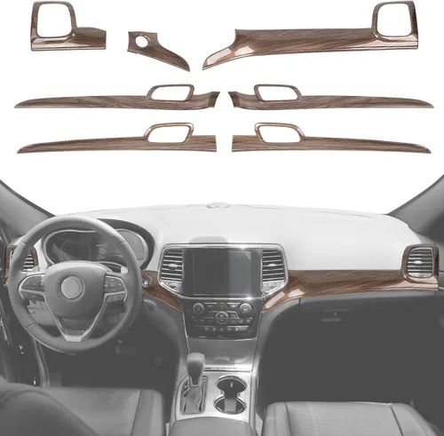 Vista 9 de Hoolcar Kit de Moldura del Panel del Tablero de la Consola Central y Kits de Cubierta de Manija de Puerta Interior Compatible con Jeep Grand Fibras