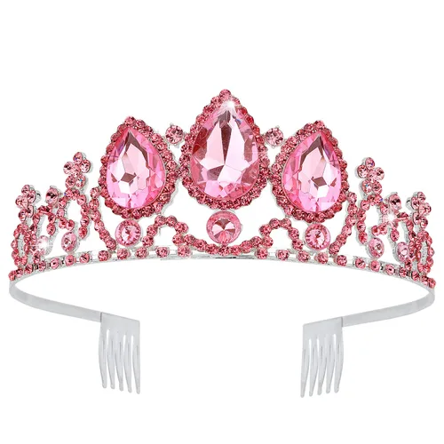 Vista 10 de VELSCRUN - Tiaras de princesa, coronas de Rapunzel, diademas de cumpleaños - Corona de vestir para niñas en verde, decoraciones de cumpleaños