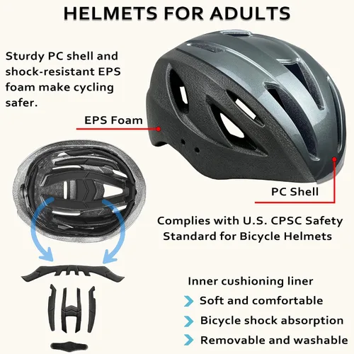 Vista 2 de Casco de bicicleta para hombre adulto, protección de seguridad