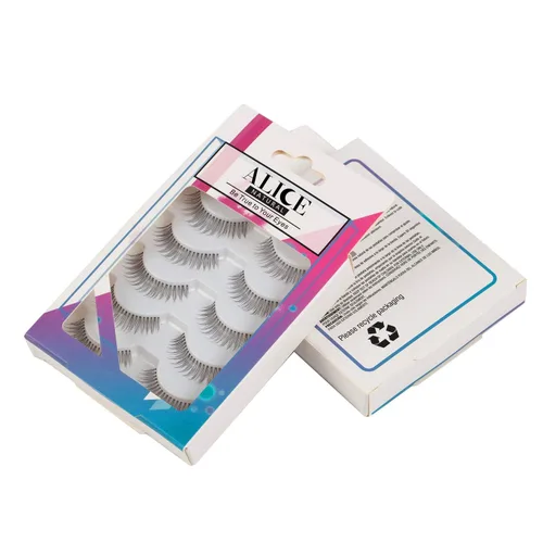 Vista 7 de ALICE Pestañas postizas naturales anudadas a mano, 5 pares, paquete múltiple de 110