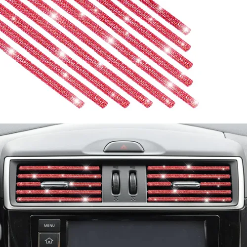 Vista 9 de Adorno de Rejilla de Ventilación Bling para Coche, 10 PCS Tiras Decorativas de Diamantes de Imitación Hechas a Mano para Todas las Salidas de Aire