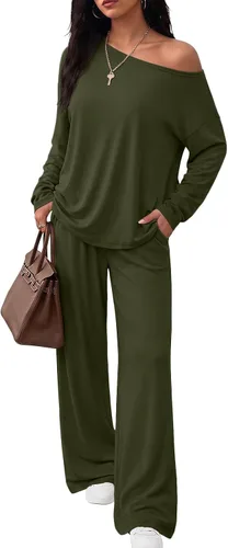 Vista 12 de Trendy Queen Conjuntos de descanso de 2 piezas para mujer, trajes de otoño Negro