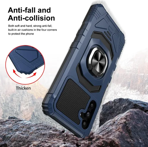 Vista 6 de Ailiber Funda para teléfono Samsung Galaxy A13, funda Samsung A04S con protector de pantalla, soporte de anillo para montaje magnético de automóvil