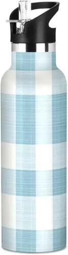 Vista 25 de Diamond Teal Royal Blue Double-Wall Insulation Reusable Water Bottle Insulated with Straw Lid BPA-Free Leak Proof for Sport Gym Outdoor Travel School