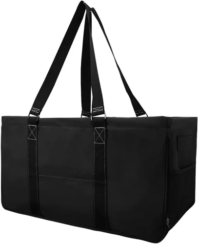 Vista 55 de NGIL Bolsa de comestibles reutilizable extra grande plegable de gran tamaño para comestibles, almacenamiento, picnic, playa, Estampado de vaca