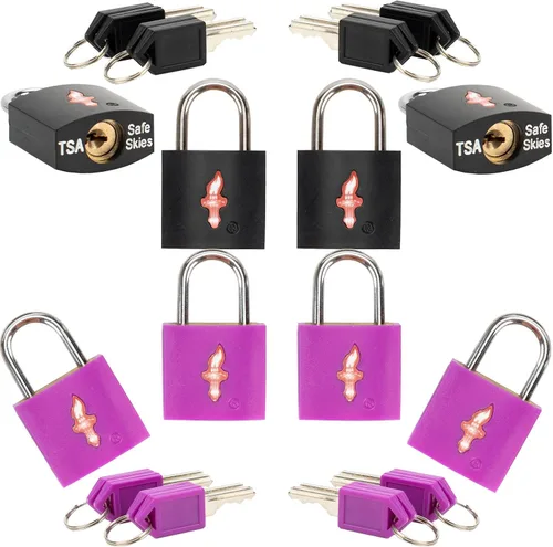 Vista 6 de Paquete de 8 candados de equipaje TSA de 1112 pulgadas de ancho para maletas, estuches de armas y bolsas de viaje, cerradura de seguridad de latón