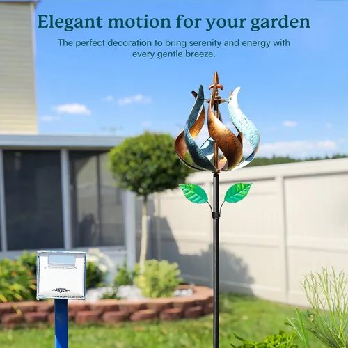 Vista 2 de Molinillos de viento para exteriores, tulipán metálico con estaca para patio y jardín, ideas de decoración al aire libre para amantes del jardín