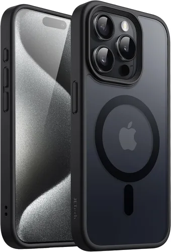 Vista 22 de JETech - Carcasa magnética mate para iPhone 15, color negro Compatible con MagSafe, parte trasera mate translúcida, protección delgada a prueba