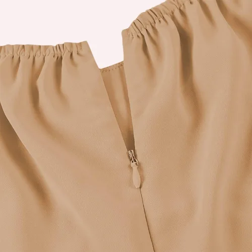 Vista 5 de LYANER - Vestido fruncido con hombros descubiertos, volantes, cruzado, de manga corta y abombada, para atar por detrás