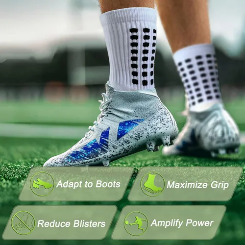 Vista 2 de Anti Slip Soccer Grip Socks, 117 Silicone Dots Non Skid Football Socks 2 negro+2 blancos.
