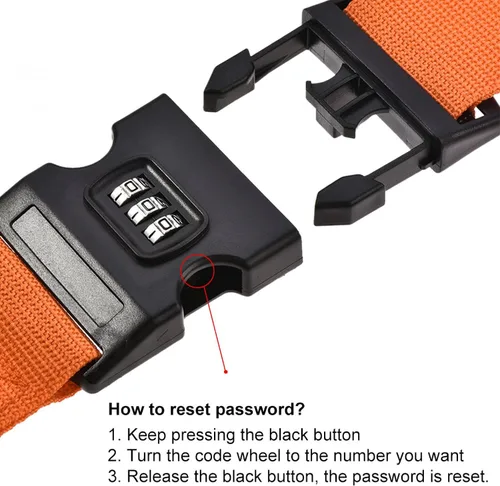 Vista 2 de uxcell Correas de equipaje Cinturones de maleta con hebilla, cerradura de combinación, accesorios de embalaje de viaje ajustables