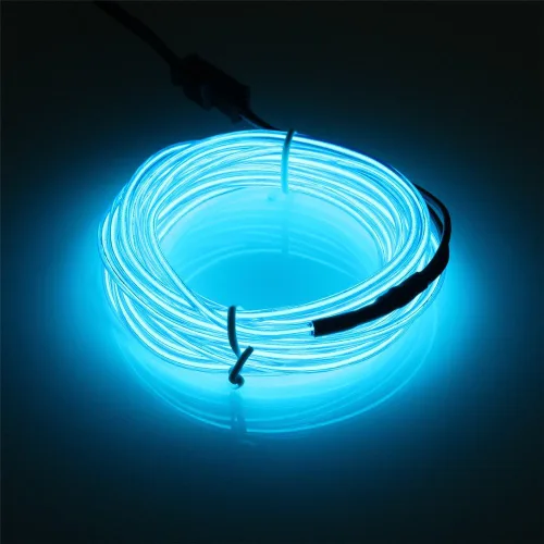 Vista 13 de JIGUOOR - Tira de luces de neón brillantes con cable EL y paquete de baterías, de 9.8 pies, 360 ° de iluminación, para bricolaje, festivales, Azul