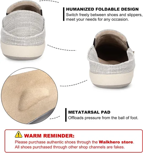 Vista 2 de Slip On Shoes for Men, Plantar Fasciitis Canvas Loafer Shoes with Arch Support, Orthopedic Casual Non Slip Mule Shoes with Rubber Sole