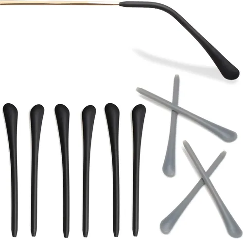 Vista 10 de KECHIO Puntas de silicona antideslizantes para lentes de oreja, reemplazo de tubo para patas de gafas de metal fino, 3 negro/2 marrón