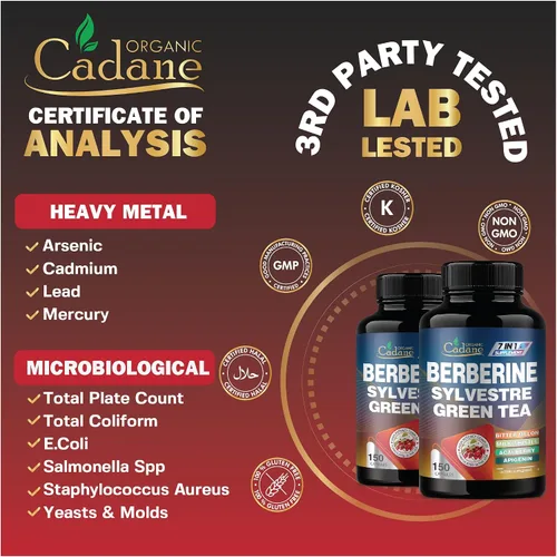 Vista 7 de Extracto de berberina de cadano - Suplemento de berberina con Gymnema Sylvestre, té verde y más - 150 cápsulas para el sistema inmunológico, apoyo a