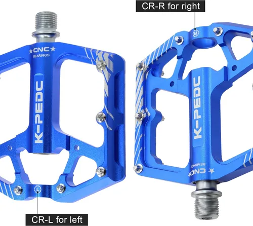 Vista 6 de Bike Pedal Aluminum Alloy 9/16" Bike Pedal MTB Wide Platform Flat Non-Slip Bicycle Pedals with 3 Bearings for Mountain Bikes, Road, BMX